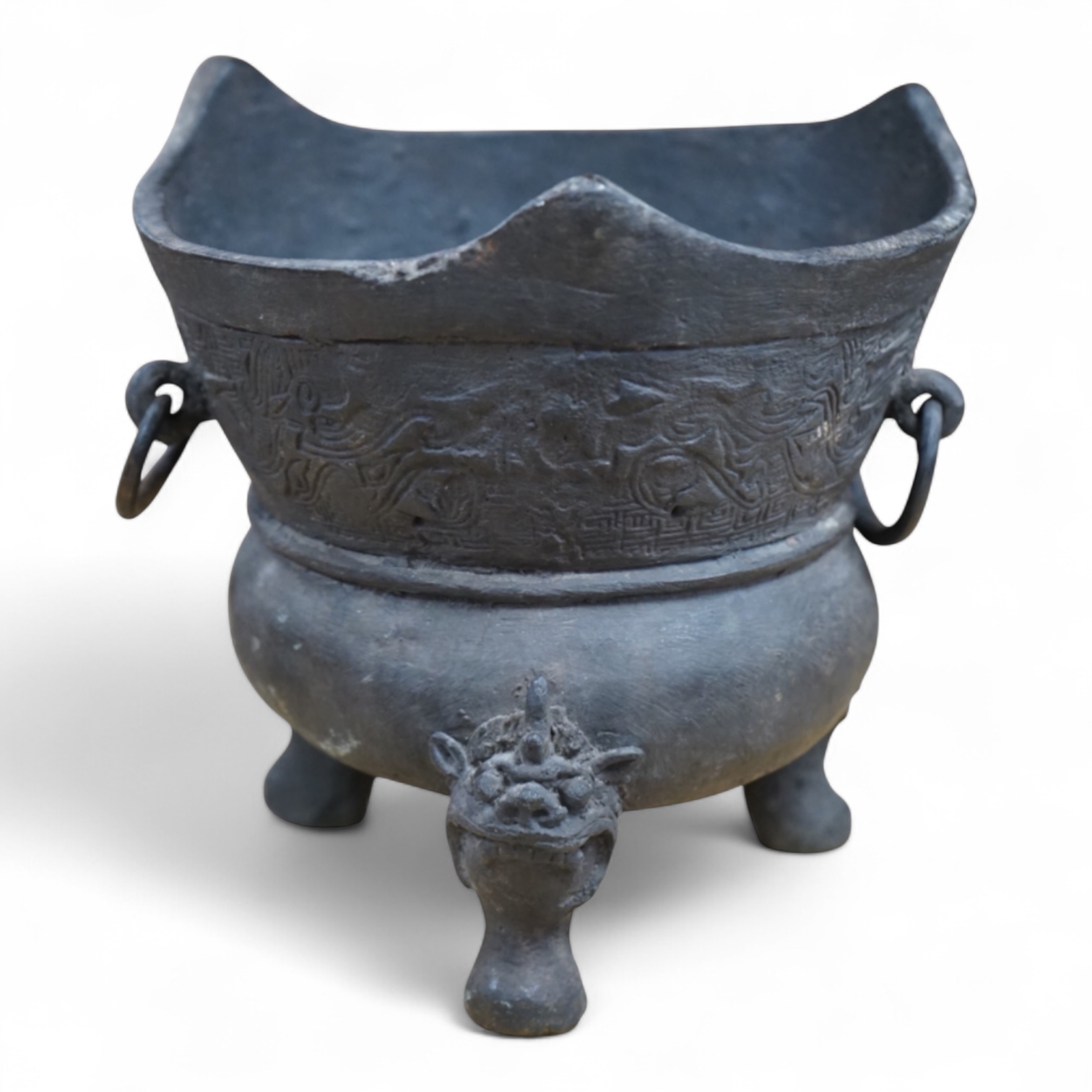 A Chinese or Japanese archaistic bronze censer, 16cm high